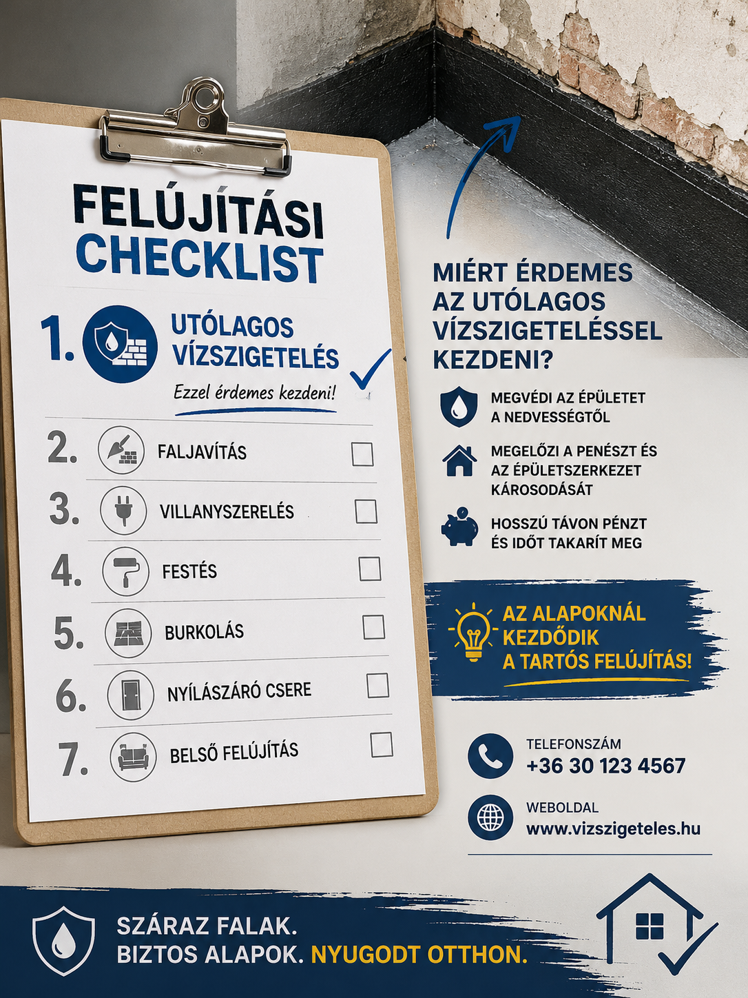Utólagos vízszigetelés ára és a halogatás költsége