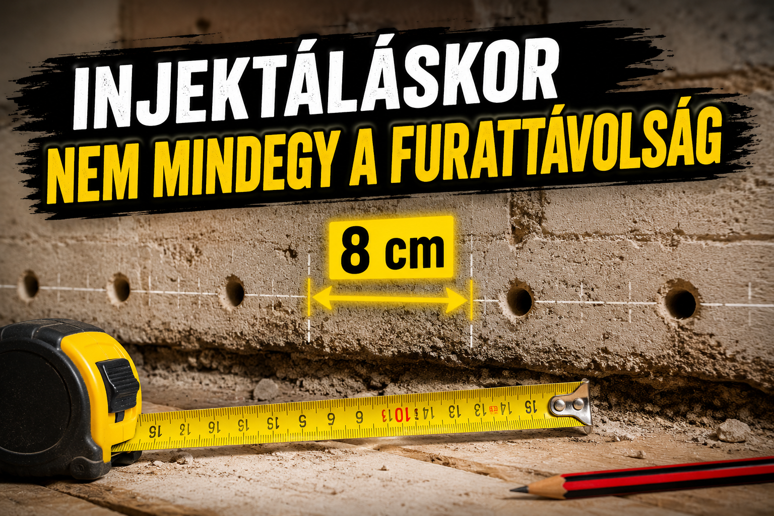 Injektálás furattávolság 7–8 cm-es kiosztással